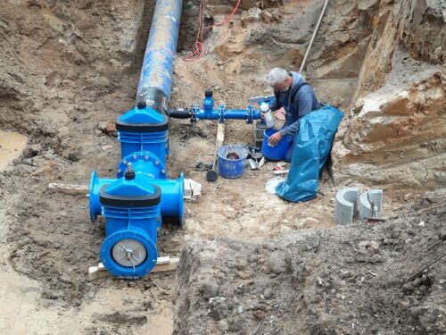 Baustellenfoto Verlegung neuer Wasserleitungen