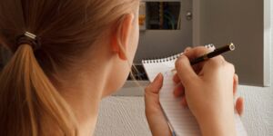 Eine Frau, die ihren Zählerstand notiert